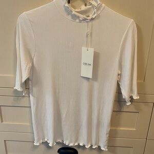 Cream brand White Ruffled Women's Top